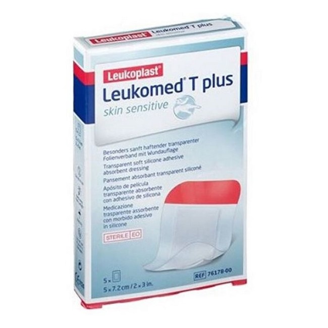 Leukomed T Plus Skin Sensitive Medicazione Post-operatoria Trasparente Impermeabile Con Massa Adesiva Al Silicone 5x7,2cm 5 Pezz