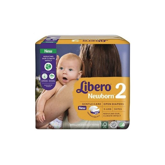 Libero Newborn Pannolino Per Bambino Taglia 2 3-6 34 Pezzi Libero Newborn Pannolino Per Bambino Taglia 2 3-6 34 Pezzi