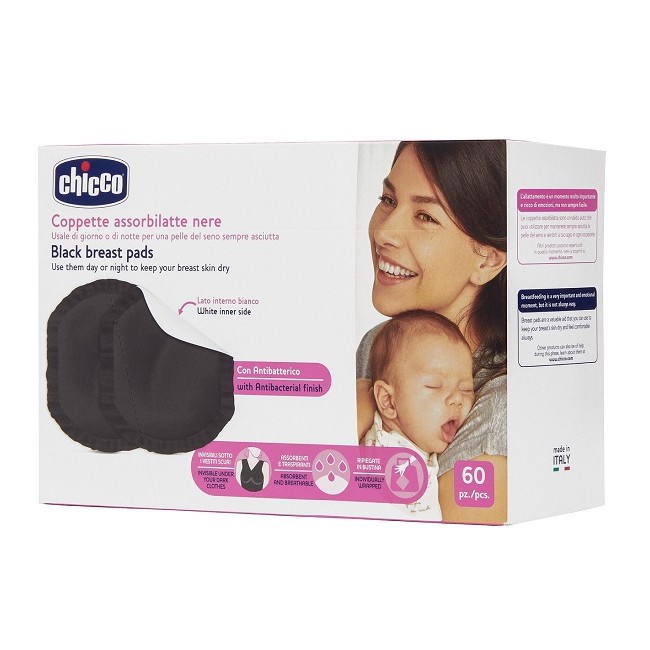 Chicco Coppetta Assorbilatte Antibatterica Nera 60 Pezzi