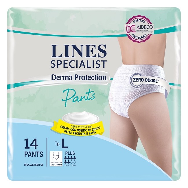 Pannolone Per Incontinenza Lines Specialist Derma Pants Plus L 14 Pezzi Pannolone Per Incontinenza Lines Specialist Derma Pants Plus L 14 Pezzi