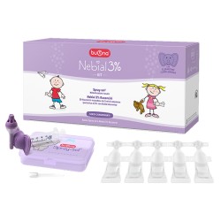 Nebial 3% Kit 20 Flaconcini Monodose 5ml Soluzione Ipertonica Con Acido Ialuronico + Nebulizzatore Spray-sol