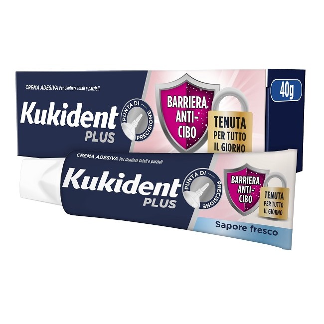 Kukident Plus Barriera Anti-cibo Fresco Crema Adesiva Dentiere 40 G