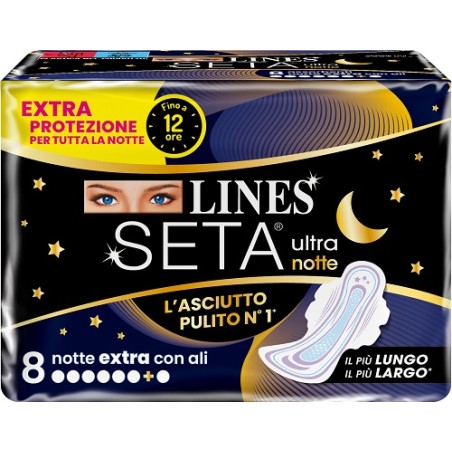 Lines Seta Ultra Assorbenti Notte 8 Pezzi