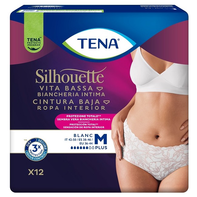 Pannolone A Mutandina Assorbente Tena Silhouette Plus White Medium 12 Pezzi Pannolone A Mutandina Assorbente Tena Silhouette Plus White Medium 12 Pezzi