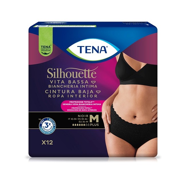 Pannolone A Mutandina Assorbente Tena Silhouette Noir M Vita Bassa 12 Pezzi Pannolone A Mutandina Assorbente Tena Silhouette Noir M Vita Bassa 12 Pezzi