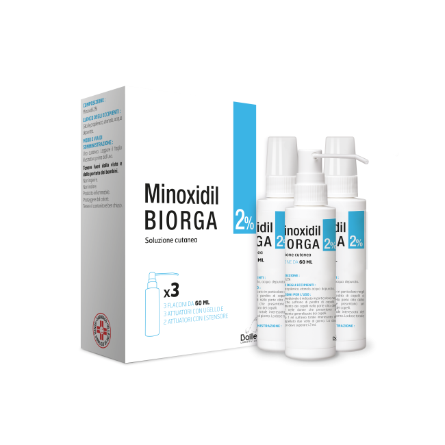 Minoxidil Biorga Soluzione Cutanea 3 Flaconi 60 Ml 2 %