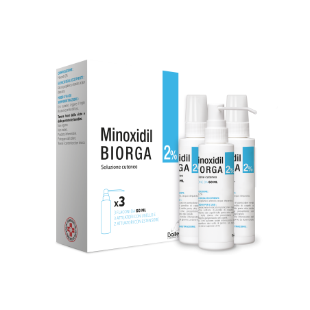 Minoxidil Biorga Soluzione Cutanea 3 Flaconi 60 Ml 2 %