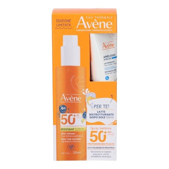 Eau Thermale Avene Solare Spray Bambino Spf50+ 200 Ml + Ristrutturante Doposole 50 Ml
