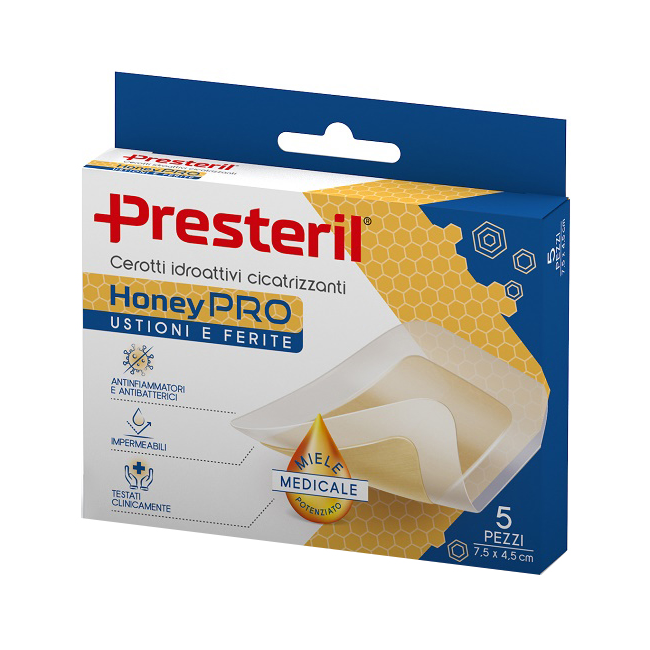 Cerotto Idroattivo Cicatrizzante Presteril Honeypro 5x7 Cm 5 Pezzi