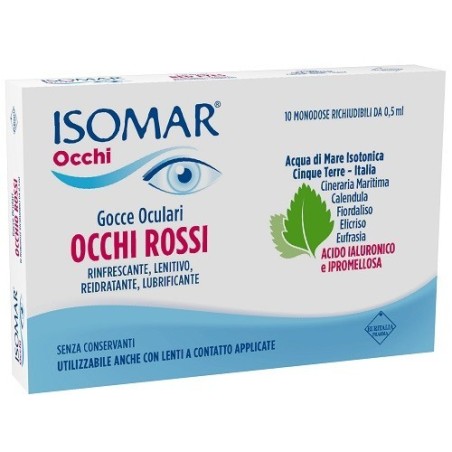 Isomar Occhi Rossi Gocce Oculari Acido Ialuronico 0,20% 10 Flaconcini
