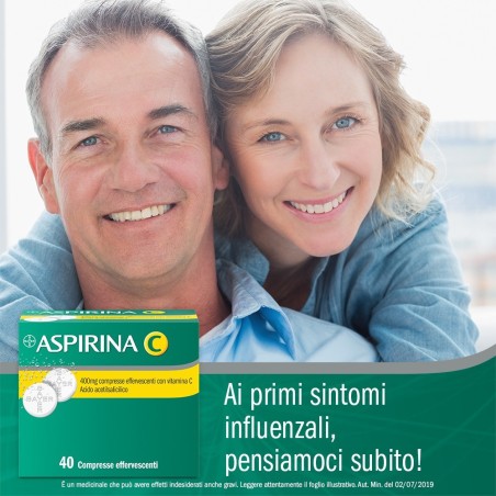 Aspirina C 40 Compresse Effervescenti 400 Mg + 240 Mg Con Vitamina C Aspirina C 40 Compresse Effervescenti 400 Mg + 240 Mg Con Vitamina C