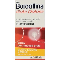 Neoborocillina Gola Dolore 1 Flaconcino Spray Mucosa Soluzione Orale 15 Ml 0,25% Limone E Miele