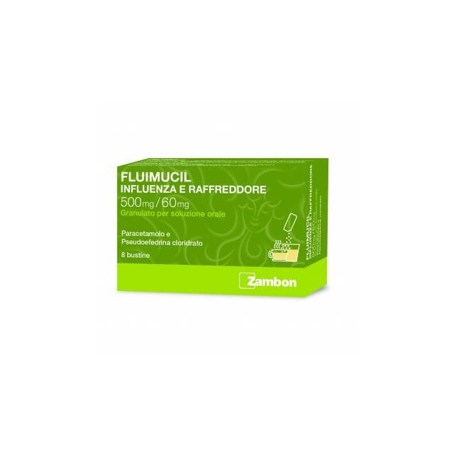 Fluimucil Influenza E Raffreddore Soluzione Orale 8 Buste 500 Mg + 60 Mg