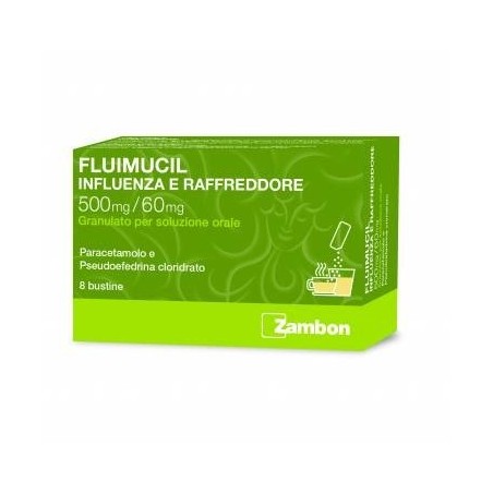 Fluimucil Influenza E Raffreddore Soluzione Orale 8 Buste 500 Mg + 60 Mg