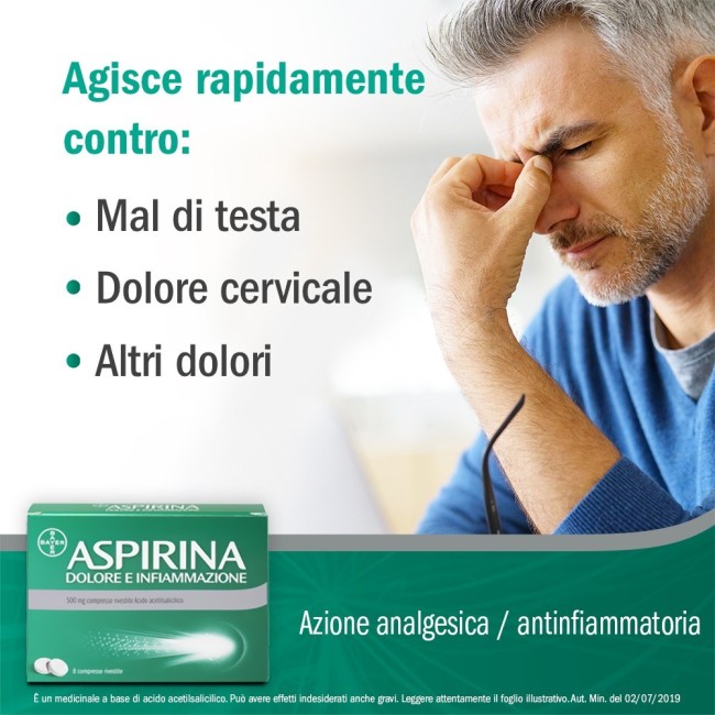 Aspirina Dolore E Infiammazione 8 Compresse Rivestite 500 Mg Aspirina Dolore E Infiammazione 8 Compresse Rivestite 500 Mg