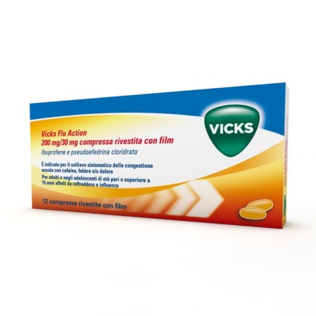 Vicks Flu Action 12 Compresse Rivestite 200 Mg + 30 Mg Vicks Flu Action 12 Compresse Rivestite 200 Mg + 30 Mg