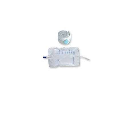 Sacca Raccogli Urina Da Gamba Per Incontinenza In Pvc 750 Ml Tubo Raccordo Diritto 10 Cm+rubinetto Scarico+valvola Antireflusso+