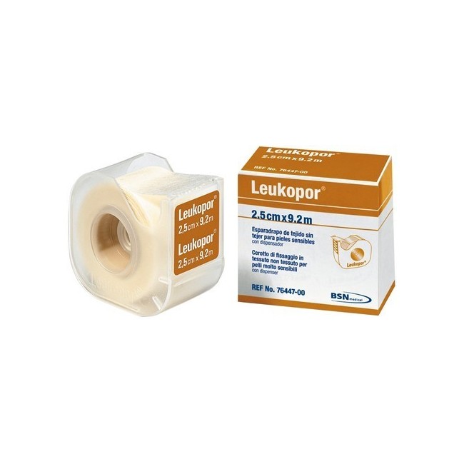 Cerotto In Rocchetto Leukopor Ipoallergenico Tessuto Non Tessuto Bianco 1,25x920 Cm Con Dispenser