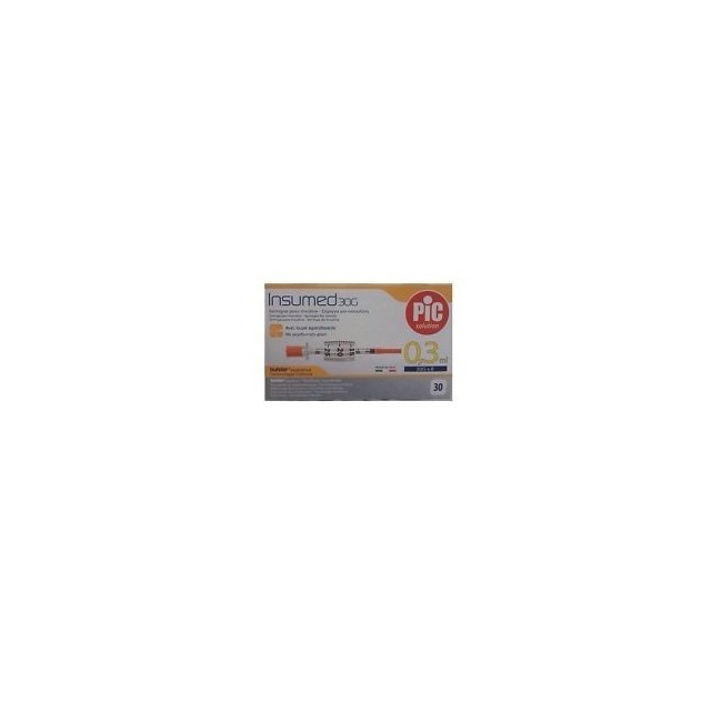Siringa Per Insulina Pic Insumed 0,3 Ml 100 Ui Spazio Zero Ago 30 Gauge 8 Mm 3 Sacchetti Da 10 Pezzi