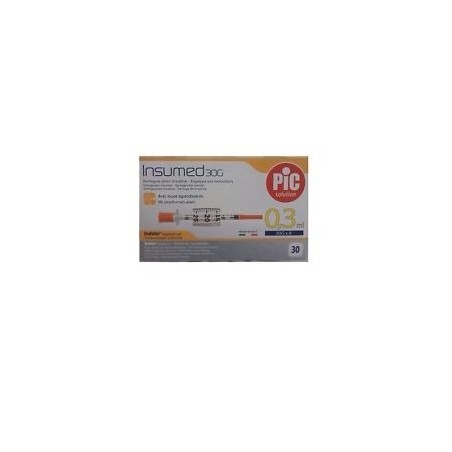 Siringa Per Insulina Pic Insumed 0,3 Ml 100 Ui Spazio Zero Ago 30 Gauge 8 Mm 3 Sacchetti Da 10 Pezzi