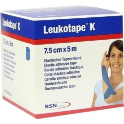 Benda Adesiva Leukotape K Per Taping Fisioterapico Larghezza 7,5 Cm Lunghezza 5 M Colore Blu In Rotolo
