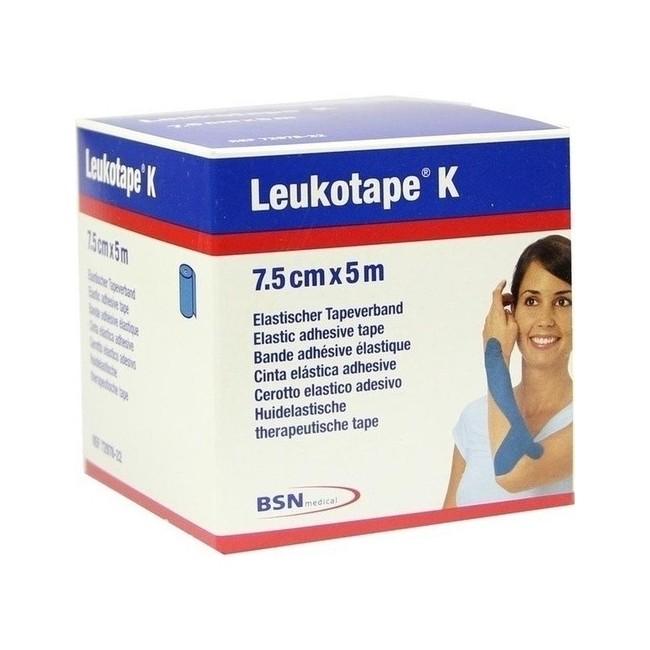 Benda Adesiva Leukotape K Per Taping Fisioterapico Larghezza 7,5 Cm Lunghezza 5 M Colore Blu In Rotolo