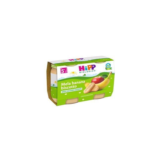 Hipp Bio Omogeneizzato Mela Banana Biscotto 2x125 G