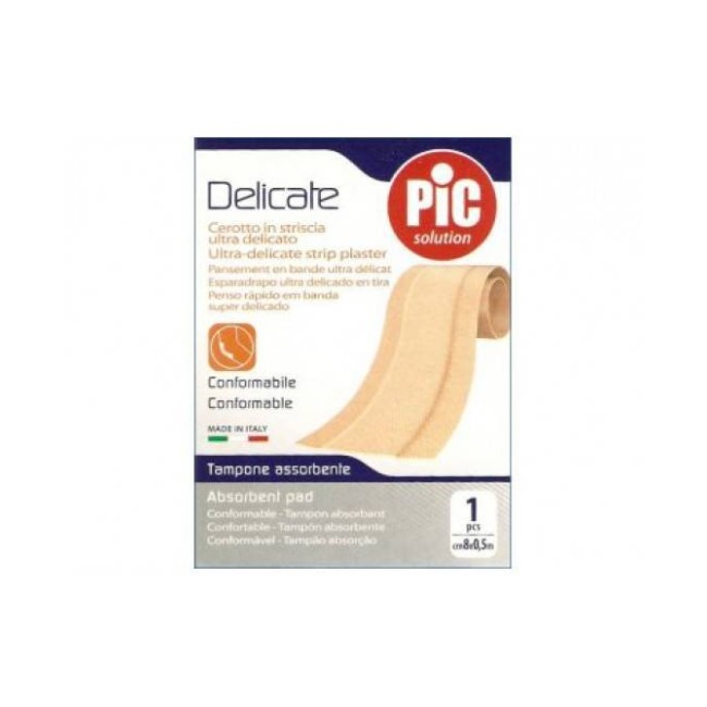 Cerotto Pic Delicate Striscia Bianca Con Tampone Antibatterico Cm 8x0,5 M