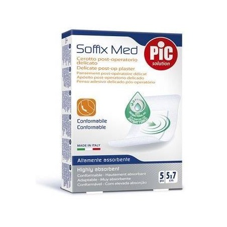 Cerotto Pic Soffix Med In Tnt Con Tampone Centrale Assorbente Sterile Monouso 5x7 Cm Antibatterico 5 Pezzi