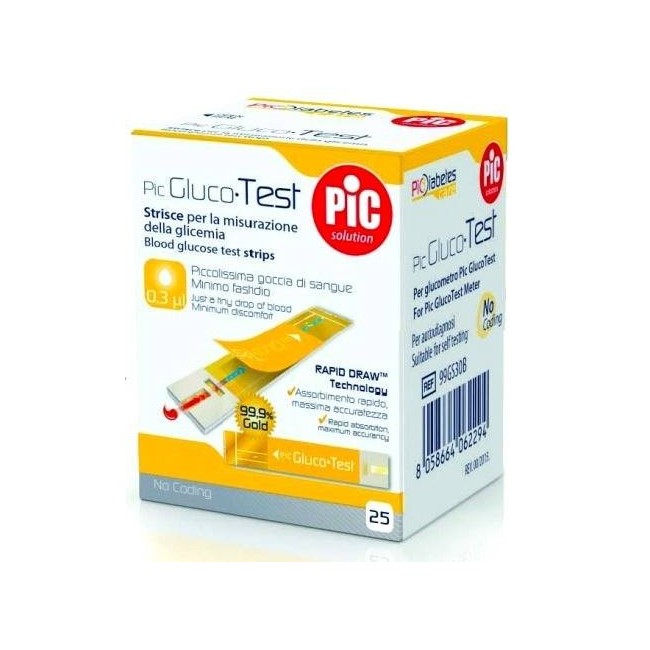 Strisce Misurazione Glicemia Pic Glucotest 25 Pezzi