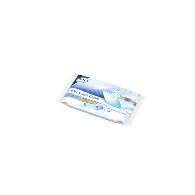 Tena Wet Wash Glove Guanto Detergente Umidificato 8 Pezzi