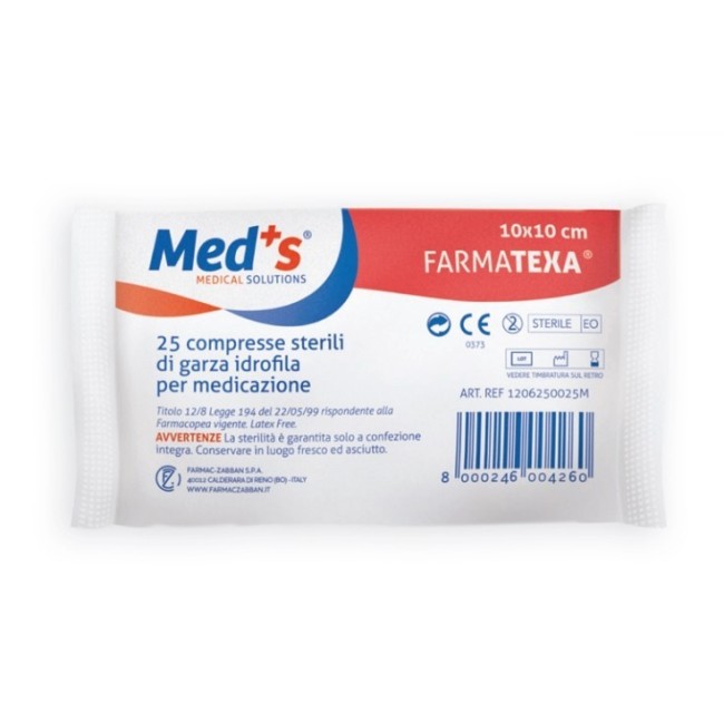 Garza Compressa Idrofila Meds Farmatexa 12/8 10x10cm 25 Pezzi Garza Compressa Idrofila Meds Farmatexa 12/8 10x10cm 25 Pezzi