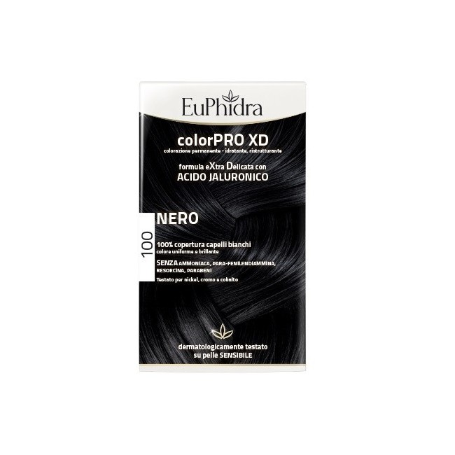 Euphidra Colorpro Xd 100 Nero Gel Colorante Capelli In Flacone + Attivante + Balsamo + Guanti