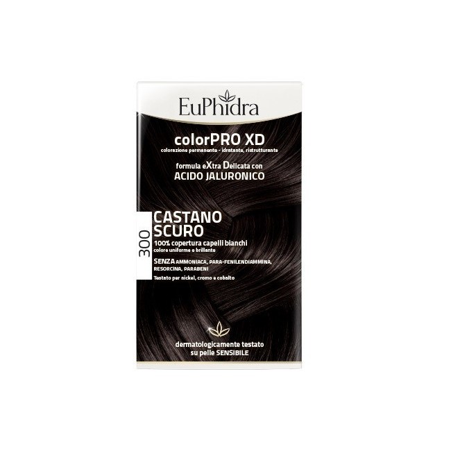 Euphidra Colorpro Xd 300 Castano Scuro Gel Colorante Capelli In Flacone + Attivante + Balsamo + Guanti
